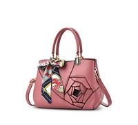 NICOLE&DORIS Fleurs Femmes Top Handle Sacs à Main Sac à bandoulière Crossbody Bag Tote Satchel pour Dames Cuir PU Rose