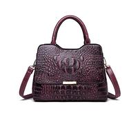NICOLE & DORIS Fourre Tout Femme Porté Main Vintage à Motif Croco - Sac à Poignée Supérieure en PU Cuir Carré Crossbody Violet
