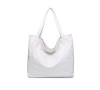 NICOLE & DORIS Grand Cabas Femmes Porté Epaule Fourre-Tout Grande Capacité à Main en Cuir Souple de Shopping et Cours Portable Imperméable Blanc