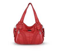 NICOLE & DORIS Grand Sac a Main Epaule Sac Femme Sac Cabas Cuir Souple Sac Bandouillere Femme Vintage Rouge 2