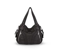 NICOLE & DORIS Grand Sac a Main Epaule Sac Femme Sac Cabas Cuir Souple Sac Bandouillere Femme Vintage Noir