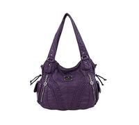 NICOLE & DORIS Grand Sac a Main Epaule Sac Femme Sac Cabas Cuir Souple Sac Bandouillere Femme Vintage Violet