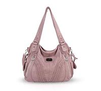 NICOLE & DORIS Grand Sac a Main Epaule Sac Femme Sac Cabas Cuir Souple Sac Bandouillere Femme Vintage Rose