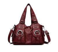NICOLE & DORIS Grand Sac a Main Femme Elegant Sac Bandoulière Rétro Sac Cabas Multipoches Sac D'épaule PU Cuir Souple Hobo Bag pour Cours Travail Voyage Bordeaux