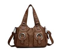 NICOLE & DORIS Grand Sac a Main Femme Elegant Sac Bandoulière Rétro Sac Cabas Multipoches Sac D'épaule PU Cuir Souple Hobo Bag pour Cours Travail Voyage Marron