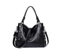 NICOLE & DORIS Grand Sac a Main Femme Elegant Sac Fourre Tout Bandoulière Sac Cabas en Cuir Souple PU Hobo Bag Sacs Portés Epaule pour Le Travail Shopping Voyage Noir