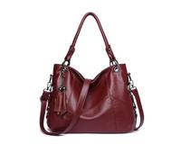 NICOLE & DORIS Grand Sac a Main Femme Elegant Sac Fourre Tout Bandoulière Sac Cabas en Cuir Souple PU Hobo Bag Sacs Portés Epaule pour Le Travail Shopping Voyage Bourgogne