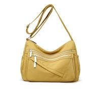 NICOLE & DORIS Grand Sac Bandoulière Femmes Léger Sacs Epaule Multi-Poches Sac Messenger Nylon Sac D'épaule Sac Besace Sac Crossbody pour Voyage École Sports Jaune