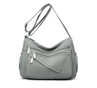 NICOLE & DORIS Grand Sac Bandoulière Femmes Léger Sacs Epaule Multi-Poches Sac Messenger Nylon Sac D'épaule Sac Besace Sac Crossbody pour Voyage École Sports Gris Foncé