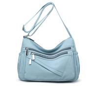 NICOLE & DORIS Grand Sac Bandoulière Femmes Léger Sacs Epaule Multi-Poches Sac Messenger Nylon Sac D'épaule Sac Besace Sac Crossbody pour Voyage École Sports Bleu