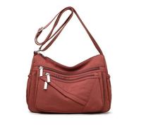 NICOLE & DORIS Grand Sac Bandoulière Femmes Léger Sacs Epaule Multi-Poches Sac Messenger Nylon Sac D'épaule Sac Besace Sac Crossbody pour Voyage École Sports Rouge