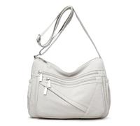 NICOLE & DORIS Grand Sac Bandoulière Femmes Léger Sacs Epaule Multi-Poches Sac Messenger Nylon Sac D'épaule Sac Besace Sac Crossbody pour Voyage École Sports Blanc