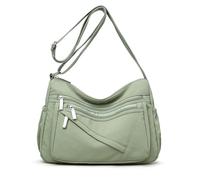 NICOLE & DORIS Grand Sac Bandoulière Femmes Léger Sacs Epaule Multi-Poches Sac Messenger Nylon Sac D'épaule Sac Besace Sac Crossbody pour Voyage École Sports Vert
