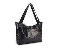 NICOLE & DORIS Grand Sac Cabas Femmes Sac Porté Epaule Fourre-Tout Grande Capacité Sac à Main en Cuir Souple Sac de Shopping Sac de Cours Portable Imperméable Noir