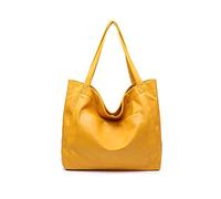 NICOLE & DORIS Grand Sac Cabas Femmes Sac Porté Epaule Fourre-Tout Grande Capacité Sac à Main en Cuir Souple Sac de Shopping Sac de Cours Portable Imperméable Jaune