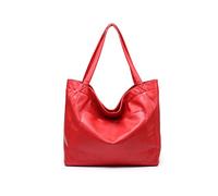 NICOLE & DORIS Grand Sac Cabas Femmes Sac Porté Epaule Fourre-Tout Grande Capacité Sac à Main en Cuir Souple Sac de Shopping Sac de Cours Portable Imperméable Rouge