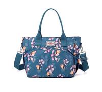 Nicole & Doris Grande Sac Bandoulière Imperméable Nylon, Sac Main Fleur Multi-Poches pour Femme - Shopping Voyage Bleu