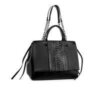 NICOLE & DORIS Grande Sac Epaule Femme Sac a Main Vintage Sacs à Poignée Supérieure Mode avec Motif Croco pour Travail Lycée Voyages et Shopping Noir