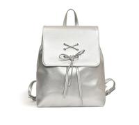NICOLE & DORIS Mini Sac a Dos Femme Sac à Dos Anti-vol Petit Sacs à Main Portés Dos Chic Daypacks PU Cuir Sac à Dos à Rabat pour Ville Voyage Shopping Argent