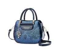 NICOLE & DORIS Mini Sac a Main Femme Sac Bandoulière Cuir Verni Petite Sac Epaule Imperméable Sac Crossbody Sac D'épaule pour Travail Shopping Voyage Bleu