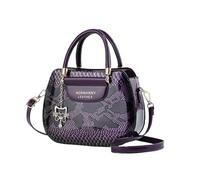 NICOLE & DORIS Mini Sac a Main Femme Sac Bandoulière Cuir Verni Petite Sac Epaule Imperméable Sac Crossbody Sac D'épaule pour Travail Shopping Voyage Violet