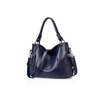 NICOLE & DORIS Mode Femme Sac à Bandoulière Simple Sac Bandoulière pour Dames Soft PU Cuir Bleu