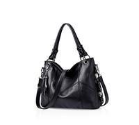 NICOLE & DORIS Mode Femme Sac à Bandoulière Simple Sac Bandoulière pour Dames Soft PU Cuir Noir