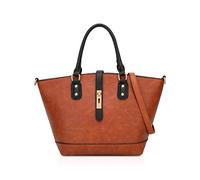 NICOLE & DORIS Mode Rétro Sac à Main pour Femmes Sac Cabas Sac Epaule Boucle Sacs à Bandoulière PU Cuir Sacs Shopping Grande Capacité Sac Fourre-Tout A4 Marron