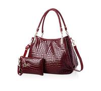 NICOLE&DORIS New Crocodile Grain PU cuir Femmes/Ladies sac à main bandoulière Totes Grand sac Vin rouge