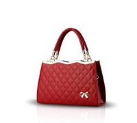 NICOLE&DORIS New Women/Ladies sac à main épaule Sac bandoulière Soft Surface en cuir PU diamant Lattice Vin rouge