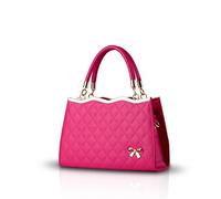 NICOLE&DORIS New Women/Ladies sac à main épaule Sac bandoulière Soft Surface en cuir PU diamant Lattice Rose rouge
