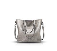 NICOLE&DORIS Nouveau Femmes Fourre Tout Sac à Main Sac d'épaule Crossbody Dames Messager PU Gris