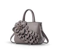Nicole & Doris Nouveau Sac à Bandoulière Femmes Sac à Main Motif Fleur pour Dames Sac en Cuir PU Sacs Fourre-Tout Sac de Messager élégant Gris
