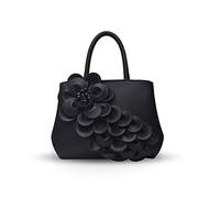 Nicole & Doris Nouveau Sac à Bandoulière Femmes Sac à Main Motif Fleur pour Dames Sac en Cuir PU Sacs Fourre-Tout Sac de Messager élégant Noir