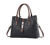 NICOLE & DORIS Nouveau Sac à Main Femme Sac Bandoulière Tendance Sac Fourre Tout PU Cuir Sac Epaule pour Travail Voyage Quotidien Noir Rayé