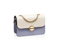 NICOLE & DORIS Petit Pochette Bandoulière Femme,Sac à Main Imitation Cuir Rigide PU Porté Epaule Sacs à Croisée Mode Chic Tendance,Besace Rectangle Sacoche Soirée Shopping Ville Bleu-gris et blanc