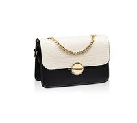 NICOLE & DORIS Petit Pochette Bandoulière Femme,Sac à Main Imitation Cuir Rigide PU Porté Epaule Sacs à Croisée Mode Chic Tendance,Besace Rectangle Sacoche Soirée Shopping Ville Noir et blanc