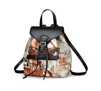 NICOLE & DORIS Petit Sac à Dos Femme Mode Sacs à Dos Imprimés Sacs à Main Portés Dos Mini Sac à Dos Antivol PU Cuir Daypacks pour Ville Voyage Shopping Noir