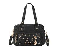 NICOLE & DORIS Petit Sac à Main Chic Femme Sac Bandoulière Coloré Sac Epaule Multipoches en Strass Sac Besace Cuir PU Mini Sac D'épaule pour Shopping, Travail Voyage Noir