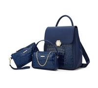 NICOLE & DORIS Petit Sac a Main Dos Femme Mini Sac a Dos Vernis Cuir Sac à Dos 3 en 1 Daypack Sacs à Dos de Jour Sac à Bandoulière Chaine Sac Pochette Bleu