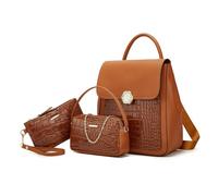 NICOLE & DORIS Petit Sac a Main Dos Femme Mini Sac a Dos Vernis Cuir Sac à Dos 3 en 1 Daypack Sacs à Dos de Jour Sac à Bandoulière Chaine Sac Pochette Marron