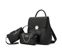 NICOLE & DORIS Petit Sac a Main Dos Femme Mini Sac a Dos Vernis Cuir Sac à Dos 3 en 1 Daypack Sacs à Dos de Jour Sac à Bandoulière Chaine Sac Pochette Noir