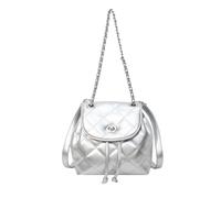 NICOLE & DORIS Petit Sac a Main Femme Mini Sac à Dos Bandoulière Sac à Main Porté Epaule PU Cuir Sac Cartable Chaine Sac Messager Crossbody Bag Argent