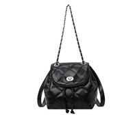 NICOLE & DORIS Petit Sac a Main Femme Mini Sac à Dos Bandoulière Sac à Main Porté Epaule PU Cuir Sac Cartable Chaine Sac Messager Crossbody Bag Noir