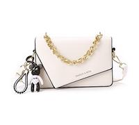 NICOLE & DORIS Petit Sac Bandoulière Femme,Pochette Clutch Soiree Ville Tendance en Cuir PU,Besace Croisé éclair Premium pour femme Blanc