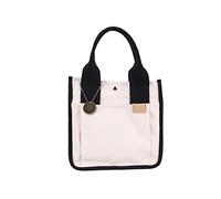 NICOLE & DORIS Petit Sac Fourre-Tout pour Femme Sac à Main pour Femme Petites Poches Multiples Sac en Toile Femme Pour l'école, les Voyages, le Travail, un Usage Quotidie Blanc et noir