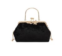 NICOLE & DORIS Pochette Femme à Main Kiss Lock de Soiree Élégants Sac Cartable Chaine Luxe pour Mariage Cocktail Fête Cadeau Noir
