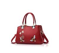 NICOLE&DORIS Rétro Sacs à main à poignée supérieure Dames Sac bandoulière Femmes Mode Sac d'épaule Bourse Abeille Rouge Vin 2