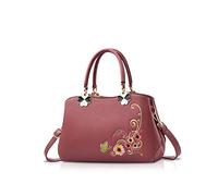 NICOLE&DORIS Rétro Sacs à main à poignée supérieure Dames Sac bandoulière Femmes Mode Sac d'épaule Bourse Fleur rose foncé