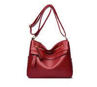 NICOLE & DORIS Sac à Bandoulière à Plusieurs Poches Femme Sacs de Messager Mode Grande Capacité Sac Porté Epaule Vintage en PU Cuir Souple Bordeaux